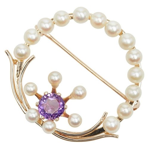 Akoya pearl amethyst 14k - pearl,